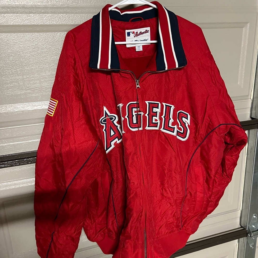 Majestic Red Angels Zip-Up Jacket